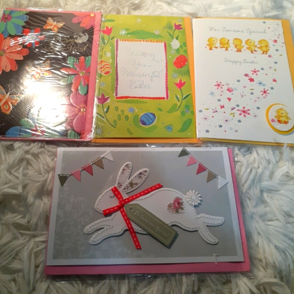 4 Easter Cards New & Sealed In Plastic